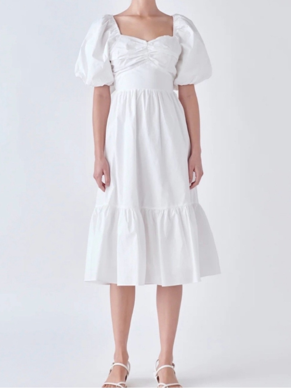 English Factory Short-Sleeve Bow-Back Linen Midi Dress - Picture 4 of 9